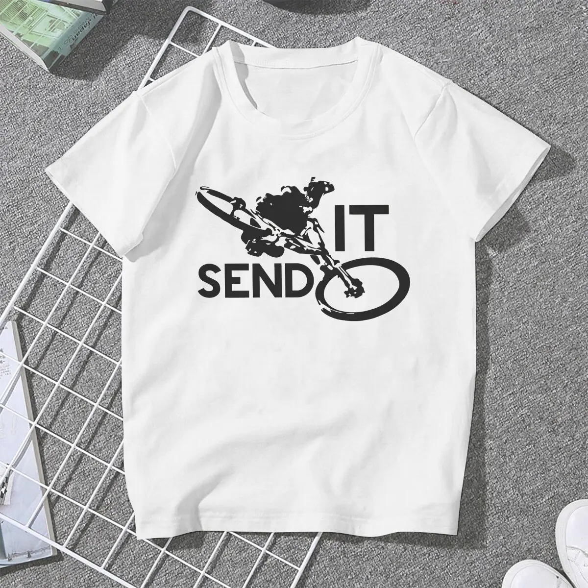 Sport Mountain Biking Send It T Shirt Harajuku Fashion Women's Polyester Tshirt O-Neck