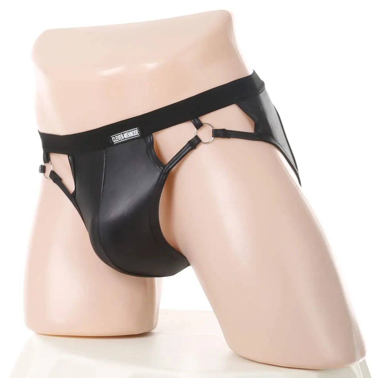 

Sexy Men Underwear Faux Leather Backless Jockstrap Erotic Briefs Metal Ring Black G-Strings Male Homme Comfort Underpants