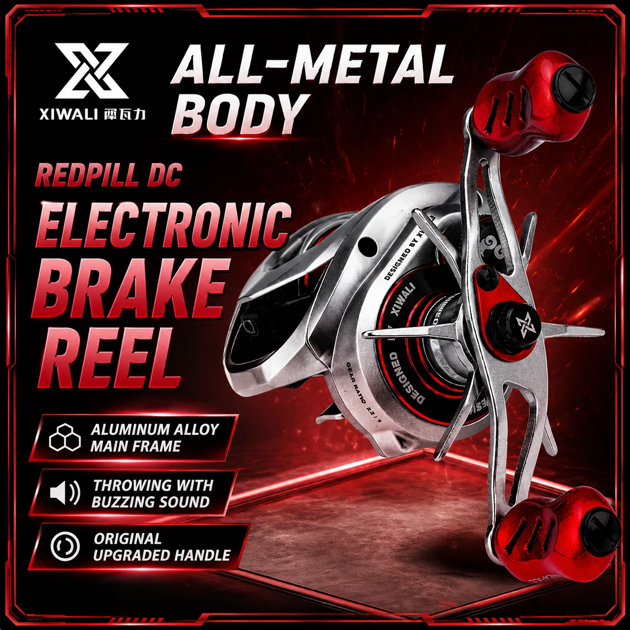 Xiwali REDPILL 6+1BB 7.2:1 DC Baitcasting Reel 165g Electronic