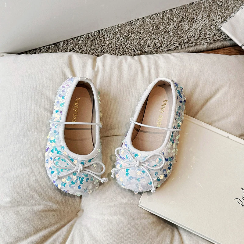 Girls Princess Shoes Spring Autumn Kids Fashion Brand Mary Jane Dress Dance Ballet Flats Toddler Glitter Moccasin Soft Sole