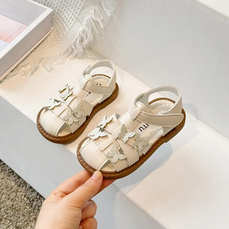 Summer Baby Girls Sandals Children Butterfly Princess Shoes Soft Soled Anti Slip Infant Toddler Shoes Kids Barefoot Beach Shoes