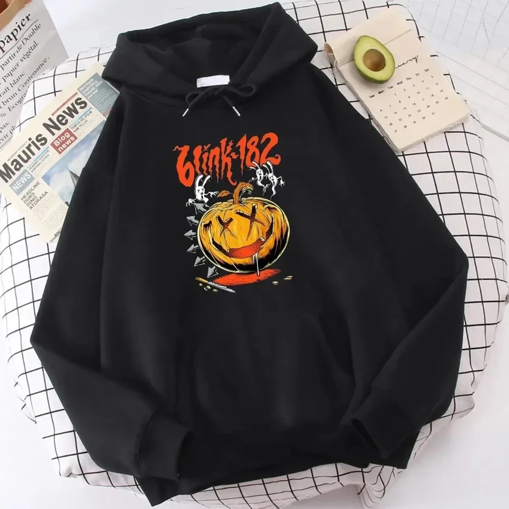 Halloween Pumpkin Blink 182 Letter Graphic Hoodies Men Women Casual Warm Tracksuit Korean Fashion Oversized Loose Sweatshirts