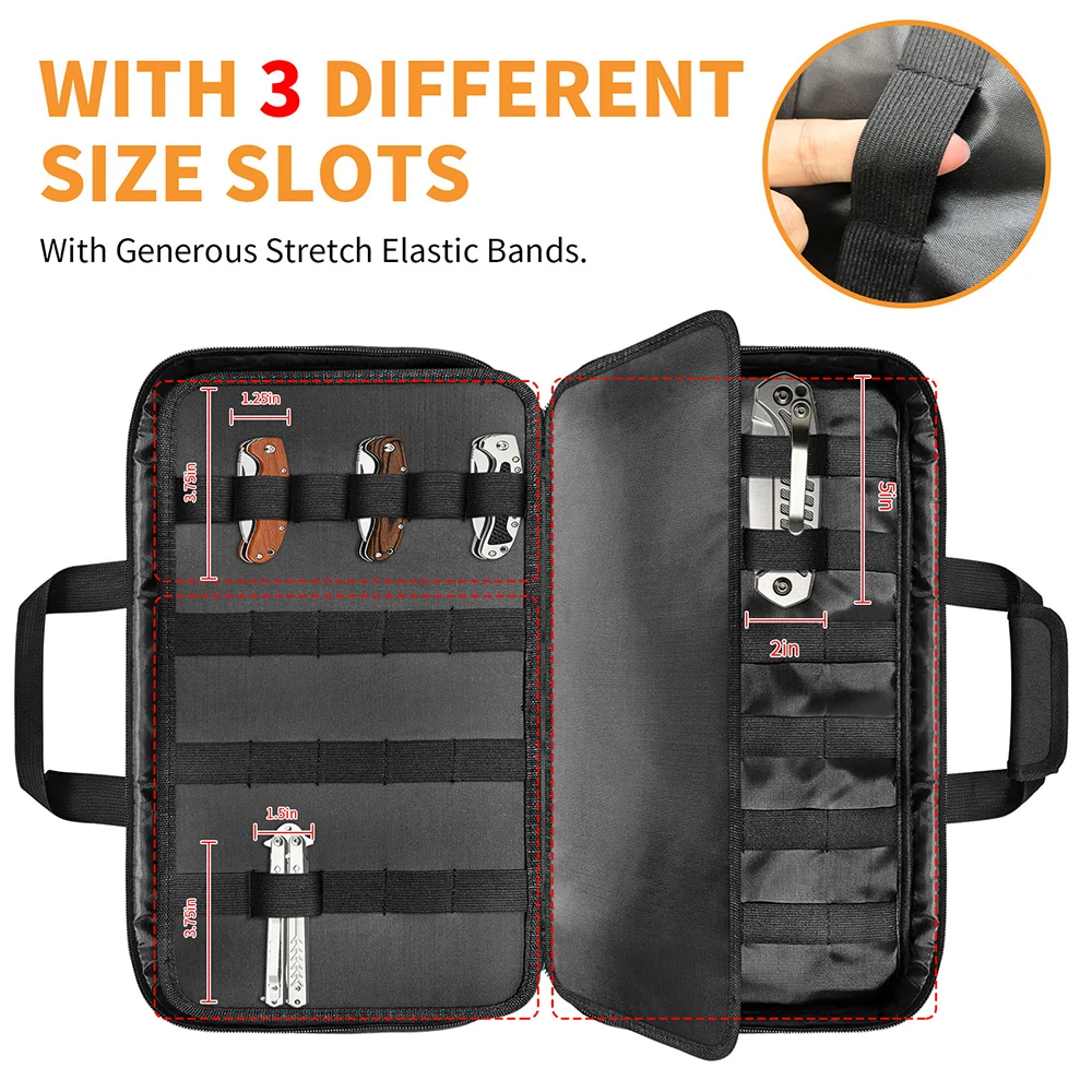 Knife Display Case for 66+ Pocket Knives Mini Knife Storage Bag Folding Knives Organizer Holder Box for Kitchen Outdoor Hunting