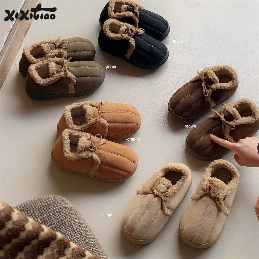 

Slippers for Girls Boys Fuzzy Kids House Shoes Warm Home Indoor Shoes Cozy Winter Slipper Sneakers Fleece Rubber Sole