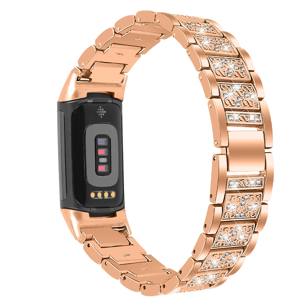 Bling Pink Bands for Fitbit Charge 4 / Charge 3 / Charge 5 Replacement Strap Bracelet Charge 5 Wrist Band Accessories Women Man