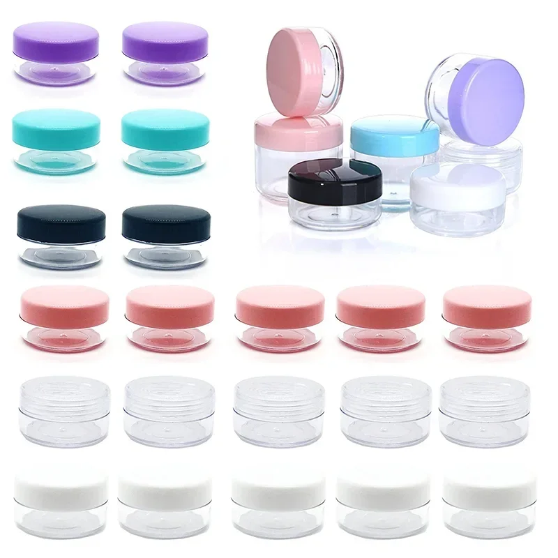 

200pcs Empty 3ml 5ml 10ml 15ml 20ml Portable Plastic Cosmetics Pots Box Multicolored Travel Earplugs Scrub Art Accessories Jars