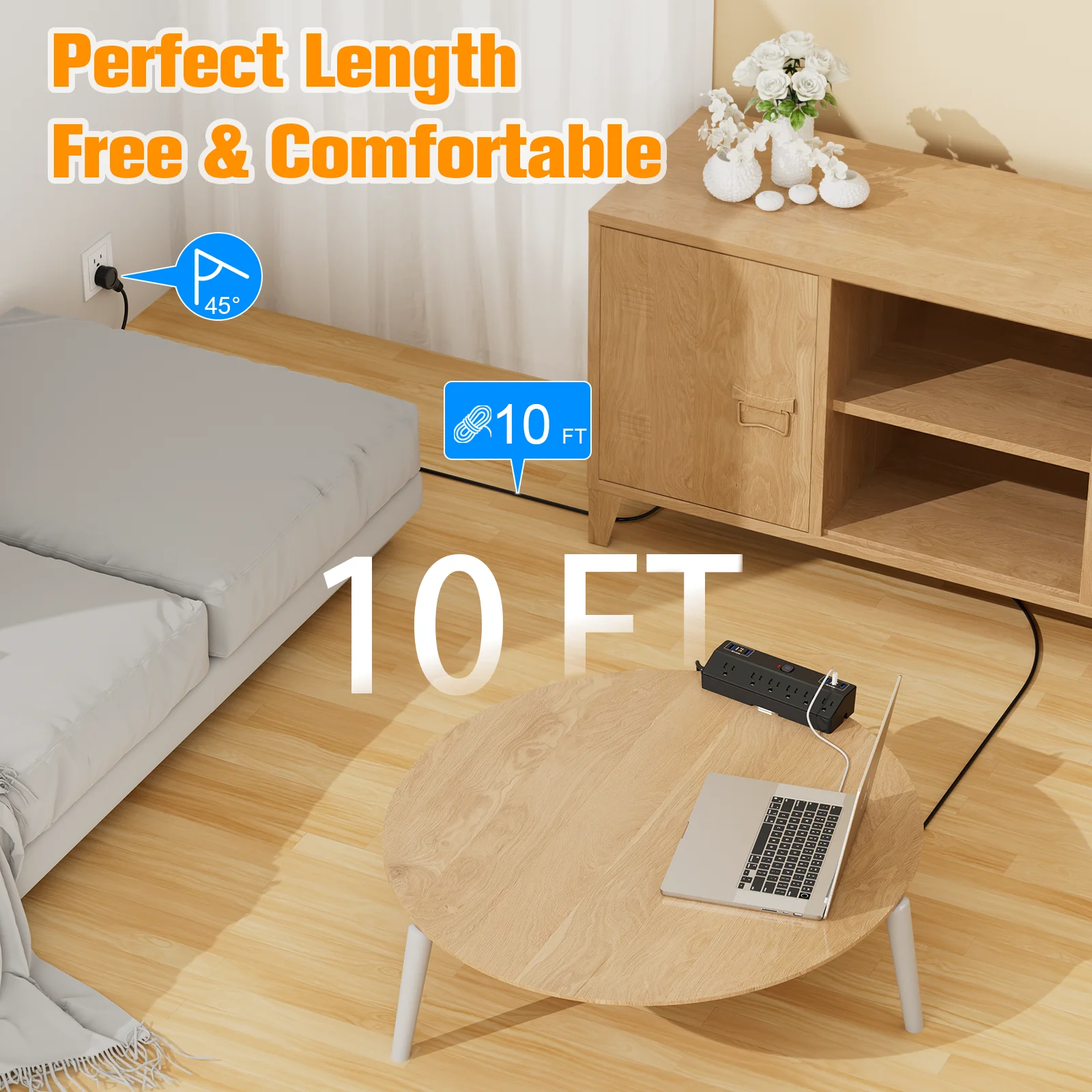 Model zacisku amerykańskiego z listwą zasilającą PD20W i przedłużaczem o długości 3 m nadaje się do biura, domu, szkoły i innych