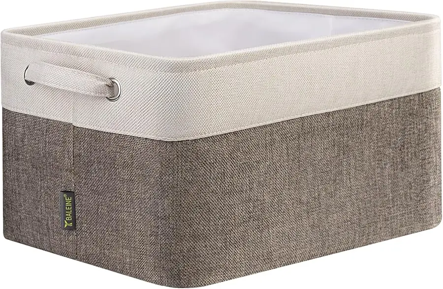 

1 Pack Fabric Storage Bins for Shelves, Linen Storage Baskets for Organizing, Decorative Closet Bins for Clothes, Home (Brown, 1