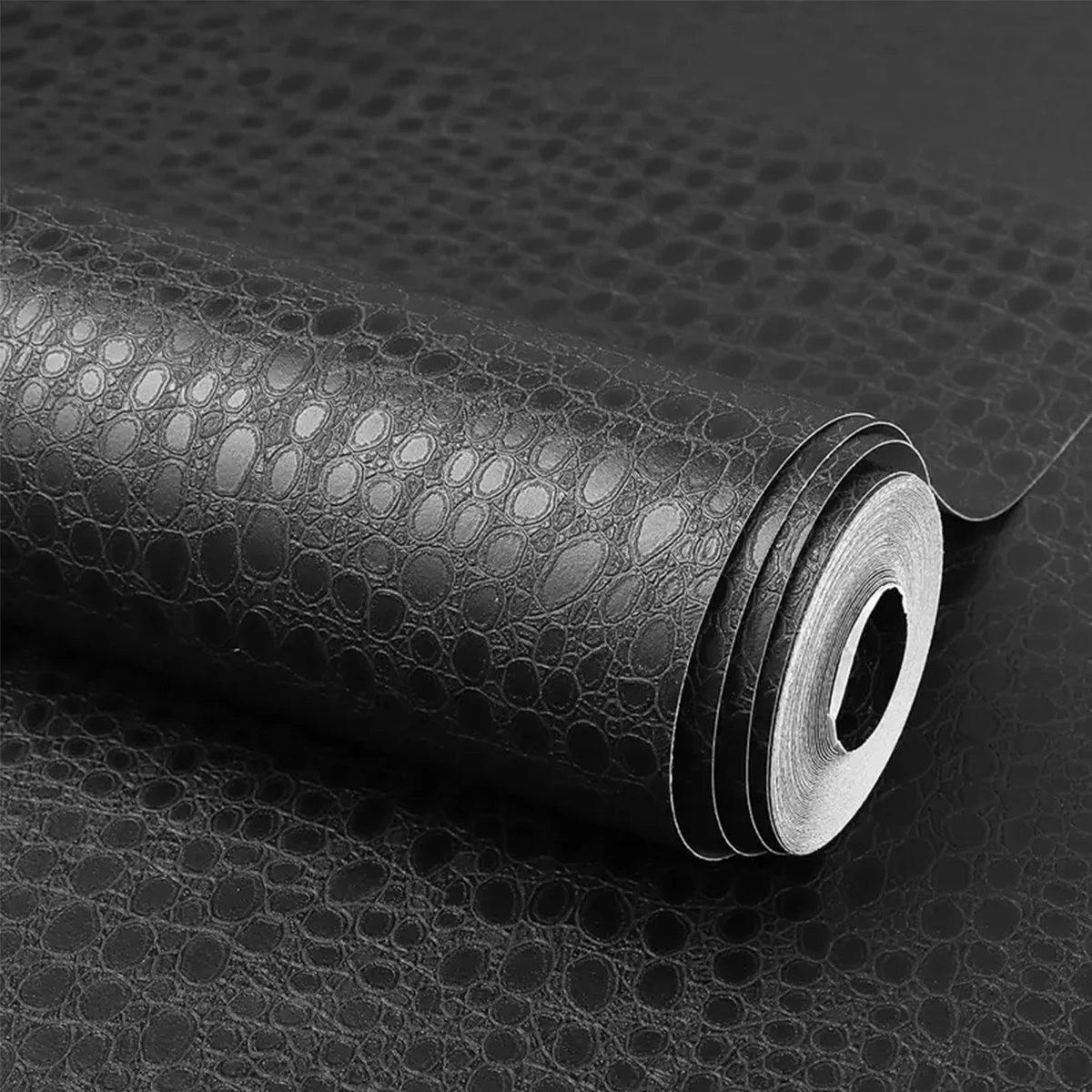

Черные обои с кожурой и наклейкой 17,3 x 118 дюймов, съемные обои из крокодиловой кожи, тисненая контактная бумага, текстурированные обои для кабины