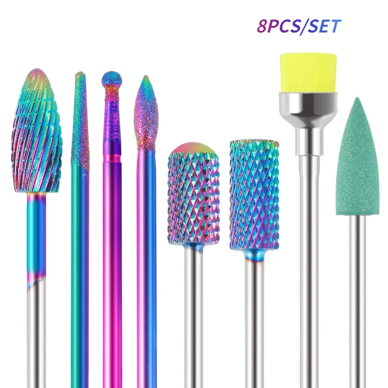 

10PCS/Set Tungsten Nail Drill Bits Nail File Set Carbide Professional Remove Gel Acrylic Cuticle 3/32 Nail File Bit Tools