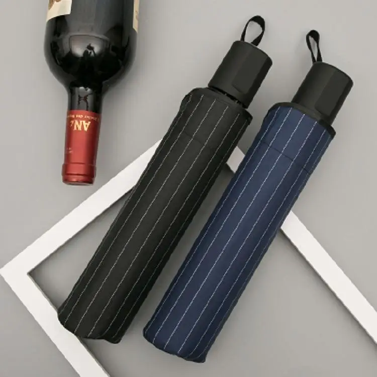 

Large Double-Size Retractable Stripe Umbrella Sunshade Rainproof Black Glue Sun Protection Home Use Umbrella Ten Bones Fold
