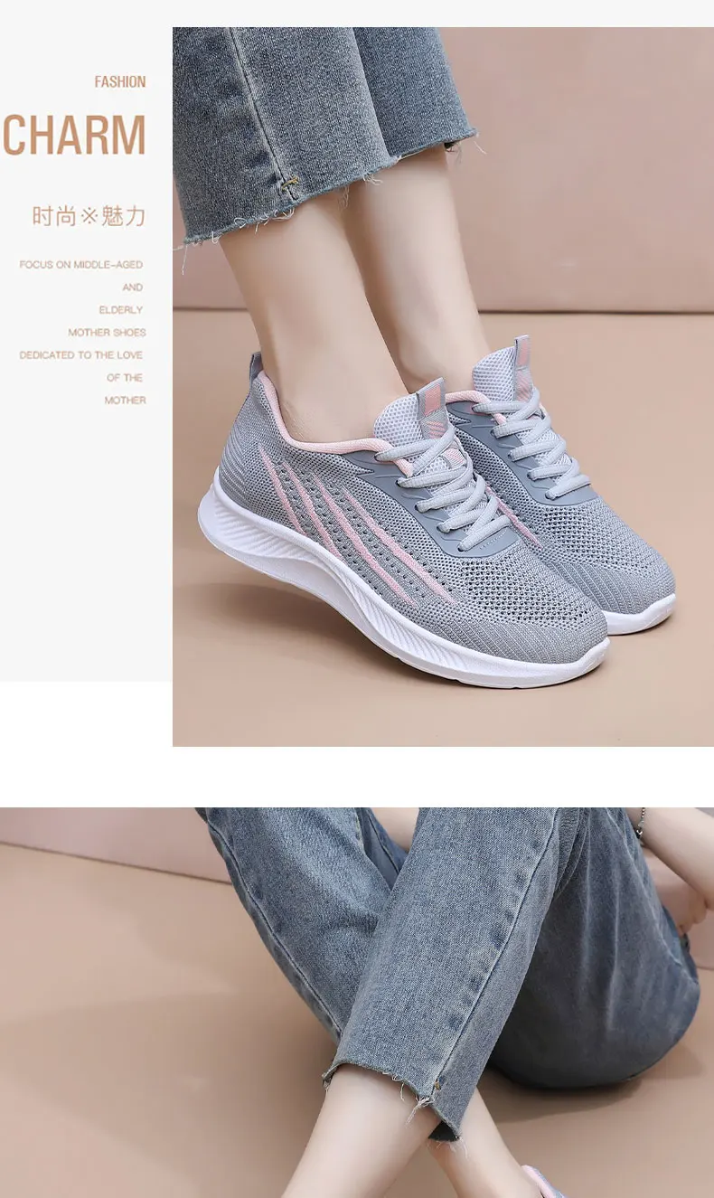 Atmungsaktive Sportschuhe aus Mesh für Damen, leichte und bequeme Sportschuhe mit weicher Sohle, Damen-Schnürschuhe für Freizeitaktivitäten und zum Laufen. – Detail 6