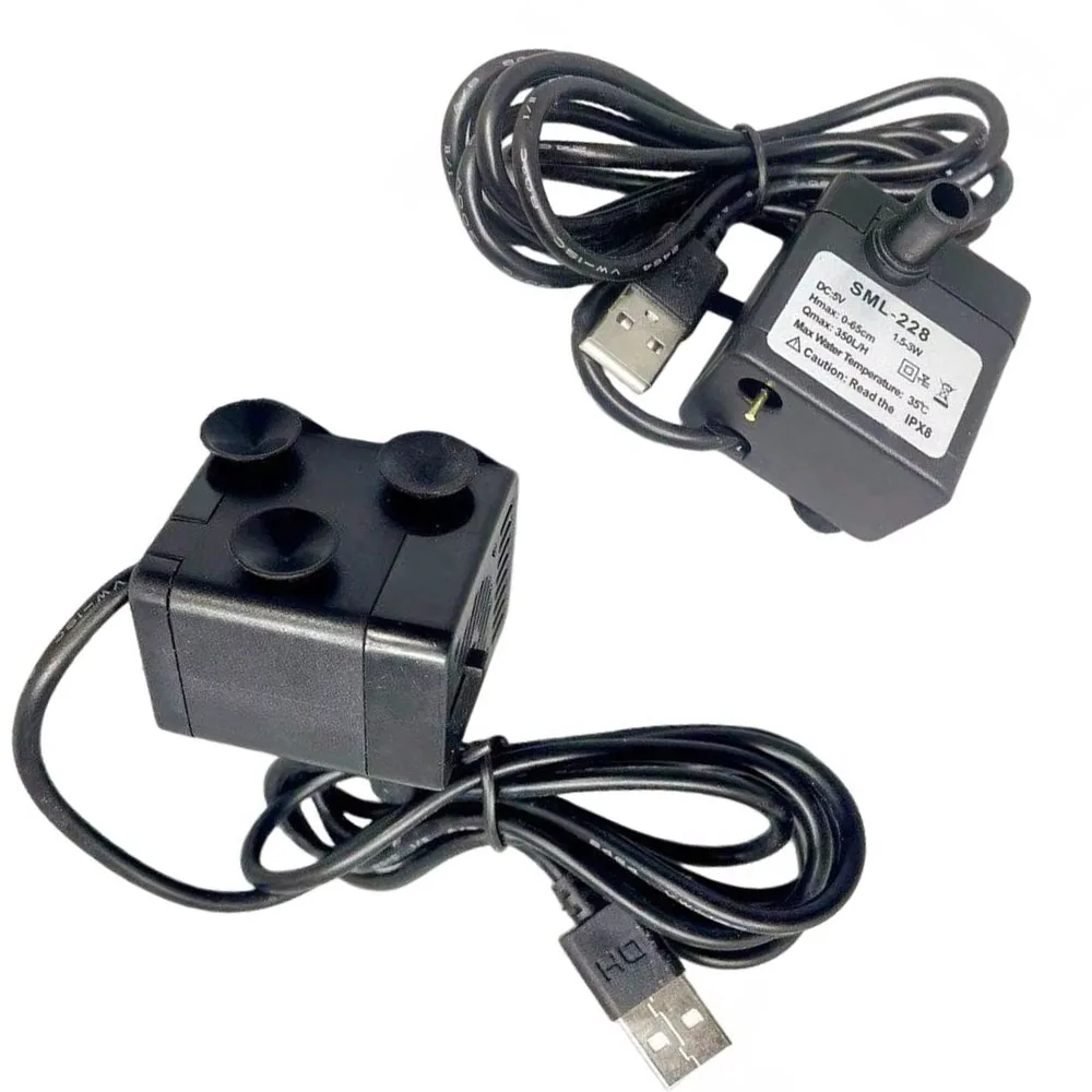 ​Submersible Water Pump SML-228 5V USB Auto Dry Run Protection Quiet 1.47m Long Cord For Pet Fountain Humidifier Aquarium Tank