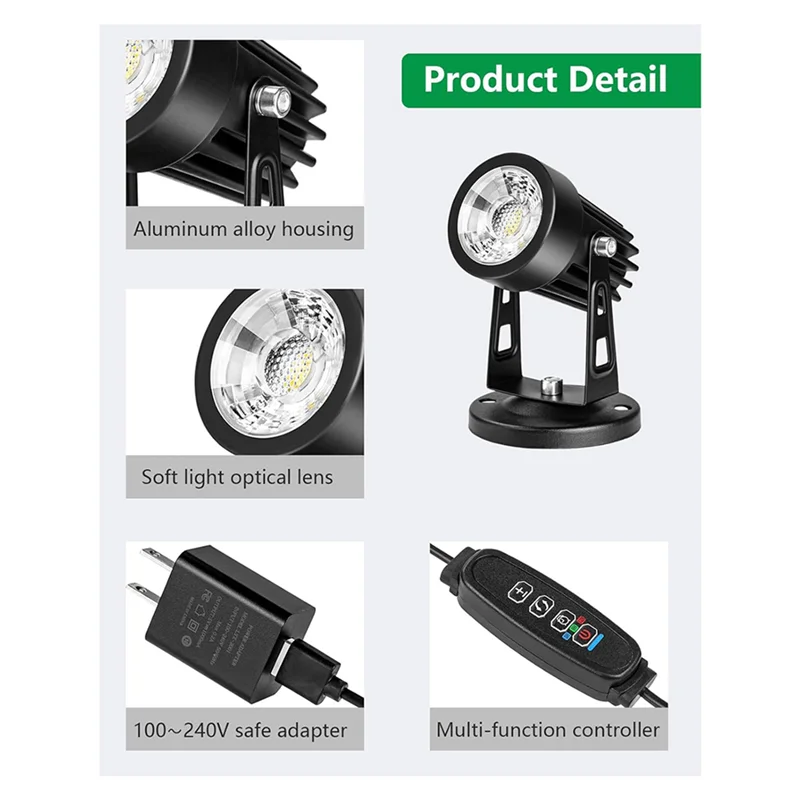 

ABRS-4X Spot Lights Indoor Up Lights Indoor With Timer, 3W Floor Spotlight Indoor Uplighting, 3000K/4000K/5000K Light US Plug