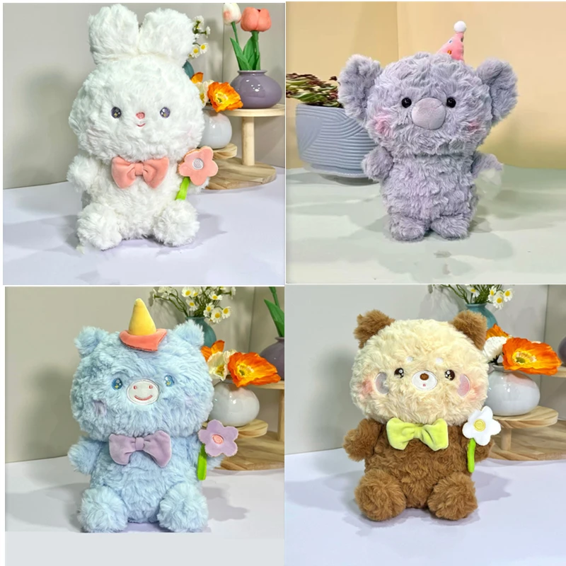 

7 Styles Polite Little Animal Plush Toy Chicken Koala Rabbit Raccoon Cute Small Doll Toy Zoo Children's Table Decorations