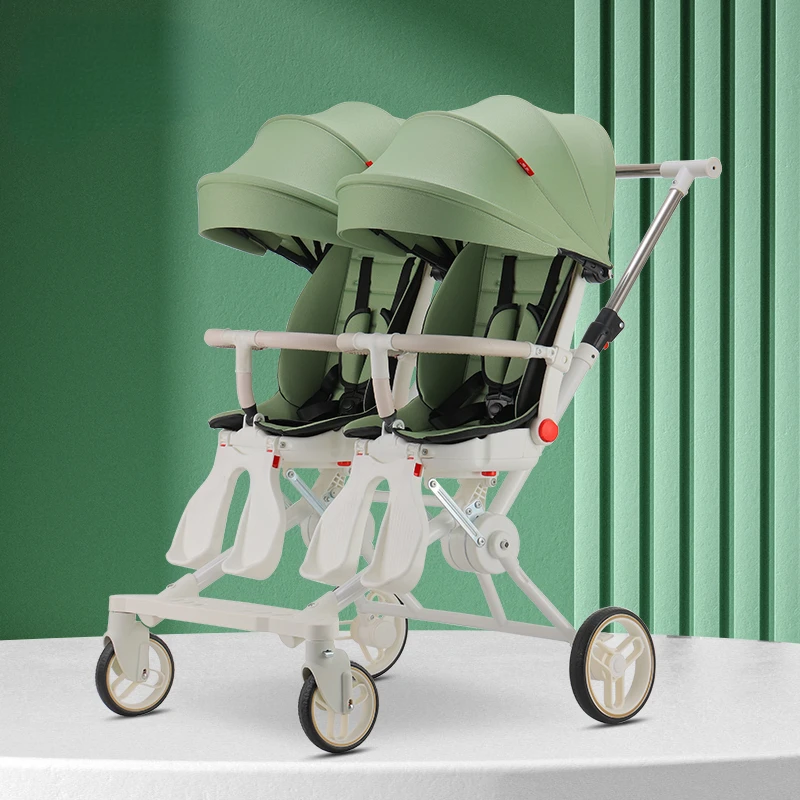 Rotatable Seat Twin Baby Cars Can Sit Can Lie Down Baby Two-way Portable Folding Strollers Second Child Trolley Double Stroller