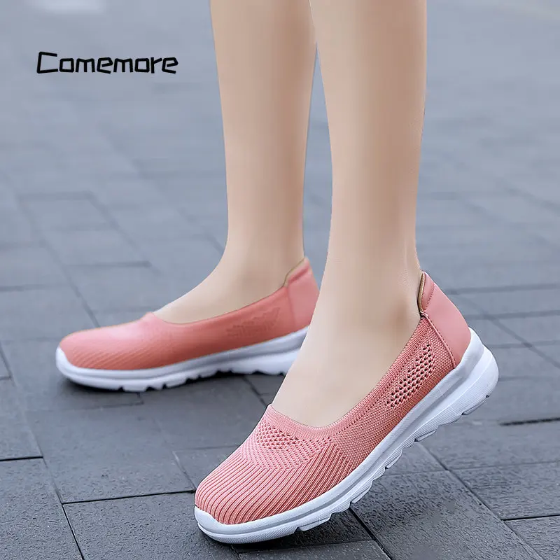 Comemore Breathable Women\'s Ballerinas Casual Flats Women Sneakers Tennis Loafers 42 2023 New Comfortable Summer Shoes for Women