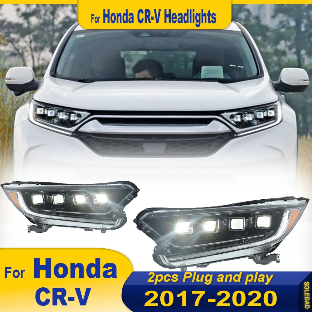 2pcs Headlights For Honda CR-V 2017 2018 2019 2020 CRV DRL H7 LED Bi Xenon Bulb Assembly upgrade Dynamic Signal Accessories