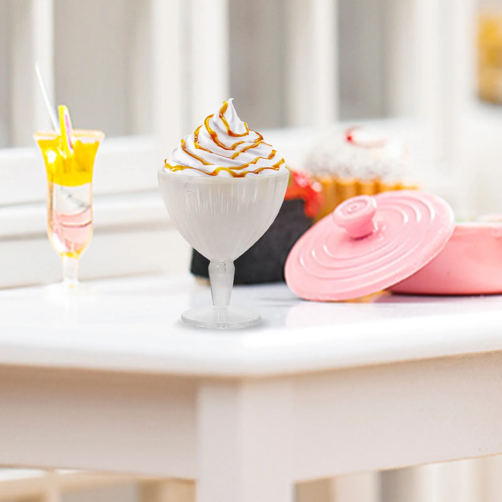 

24Pcs Mini Ice Cream Cup Ornament Simulation 1:24 Scale Miniature Cups Mini House Decoration Dollhouse Accessories Miniature