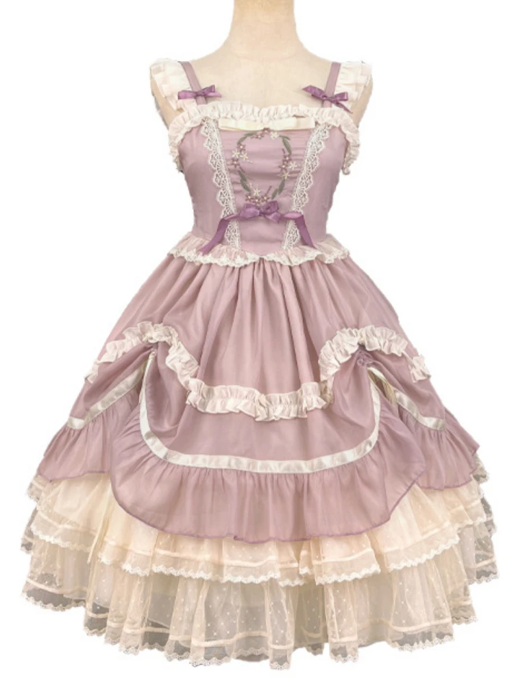 Lolita Floating Dance Music Lolita Lace Sweet and Elegant Embroidered Dress with Suspenders Jsk by Lolitimes