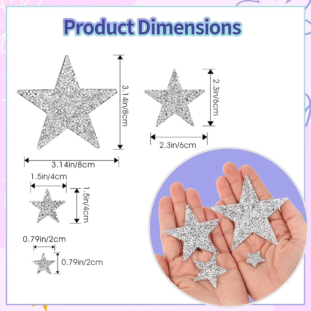 4 pçs glitter estrela ferro em remendos apliques strass ferro em remendos de estrela para diy roupas jeans sacos chapéus reparação decoração