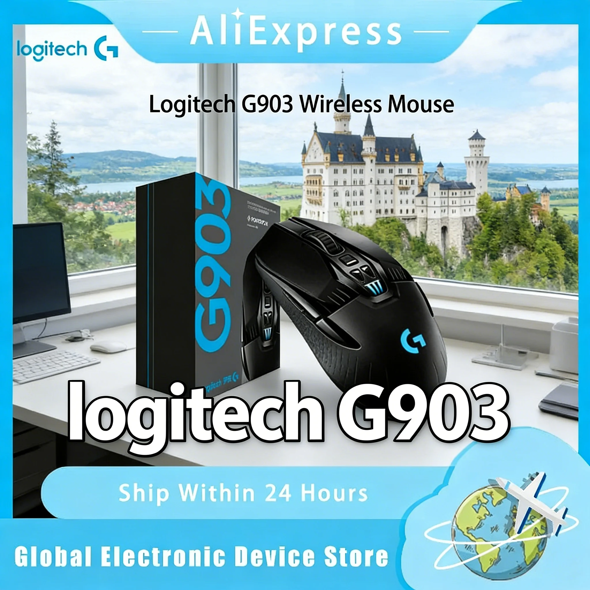 

Беспроводная игровая мышь Logitech G903 HERO LIGHTSPEED с оптическим сенсором 25600 DPI, настраиваемой RGB-подсветкой и сверхдолгим временем работы до 180 часов