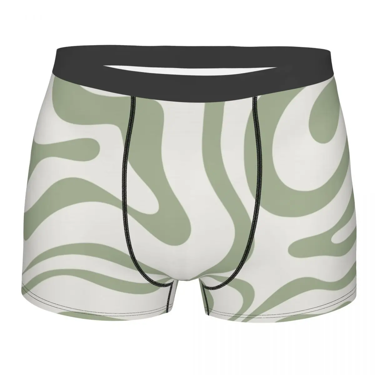 Sage Liquid Swirl Abstract Pattern Underwear Men Sexy Printed Customized Boxer Shorts Panties