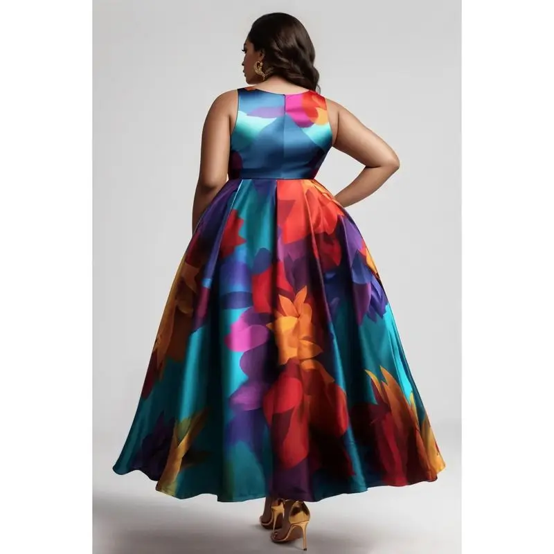 

Женская майка-топ с цветочным принтом больших размеров, круглой горловиной, средней длины, А-силуэта, с эффектом утягивания, для женщин, модная