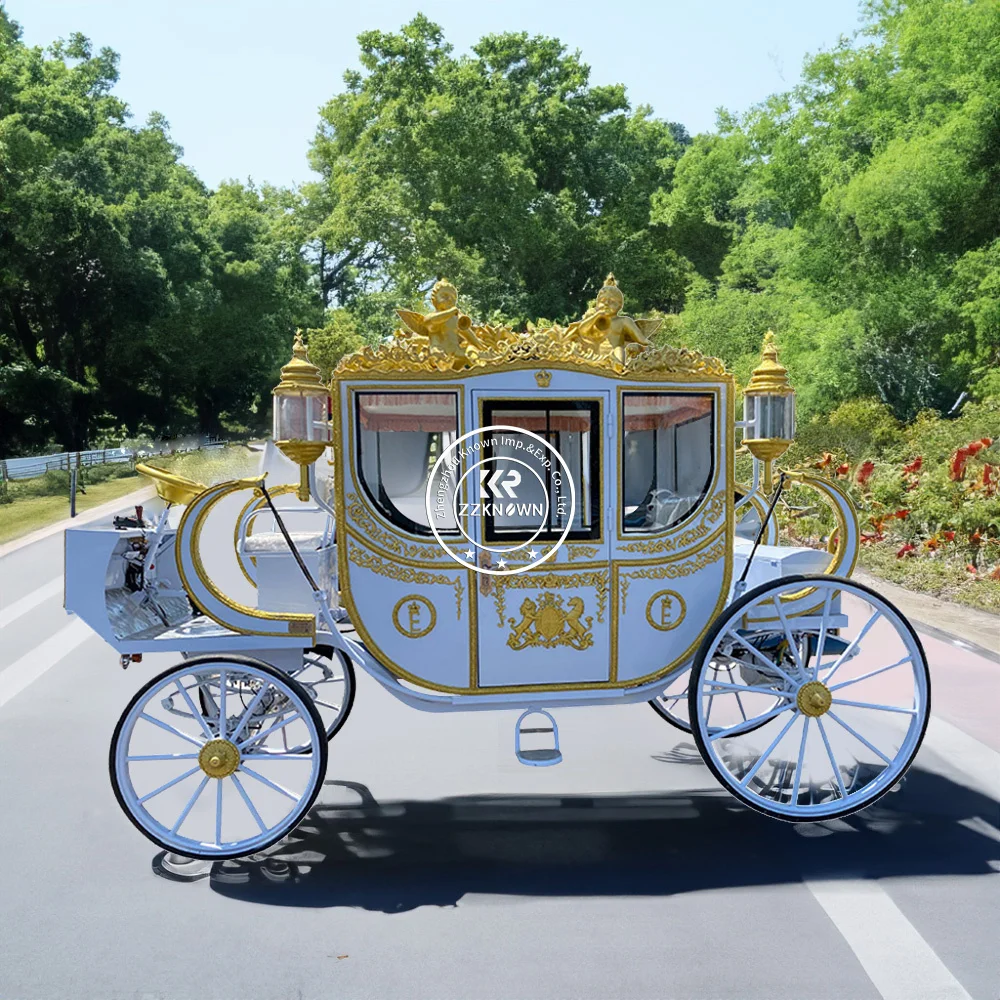 รถม้าคริสตัลสำหรับงานแต่งงานของซินเดอเรลล่าล้อรถพลังรถลากม้าปรับแต่งคุณภาพสูง