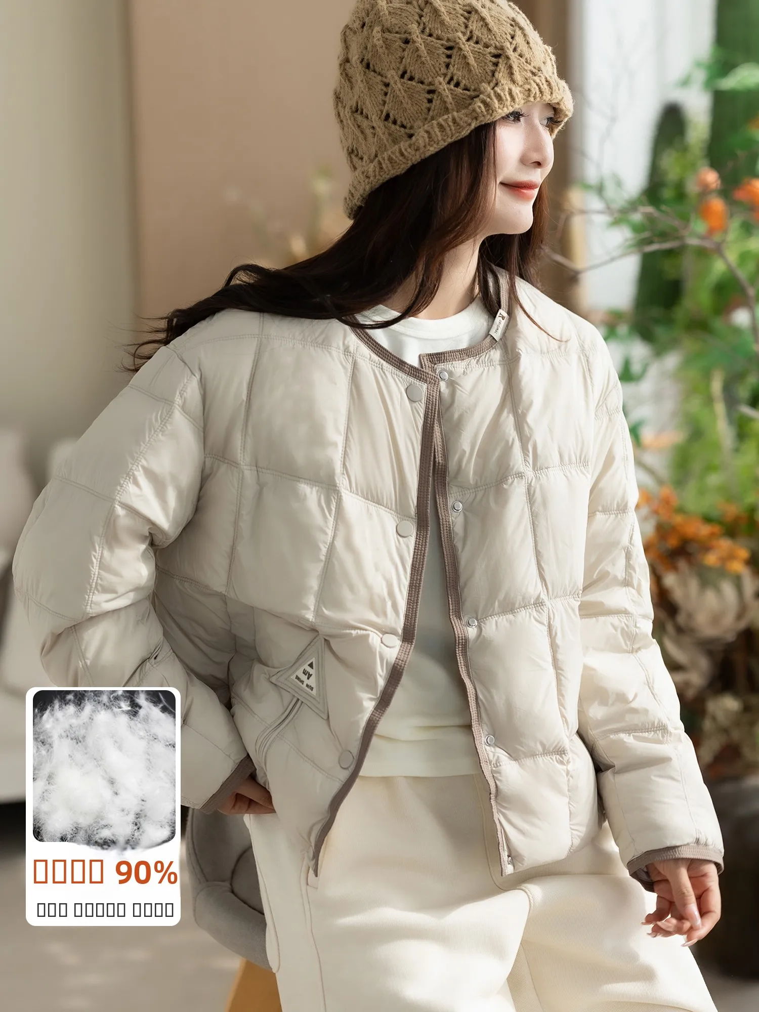 

Женская легкая пуховая куртка Kyu с круглым вырезом, 90% белый пух, повседневная, для ношения как поддевка или верхняя одежда, осень-зима, новинка