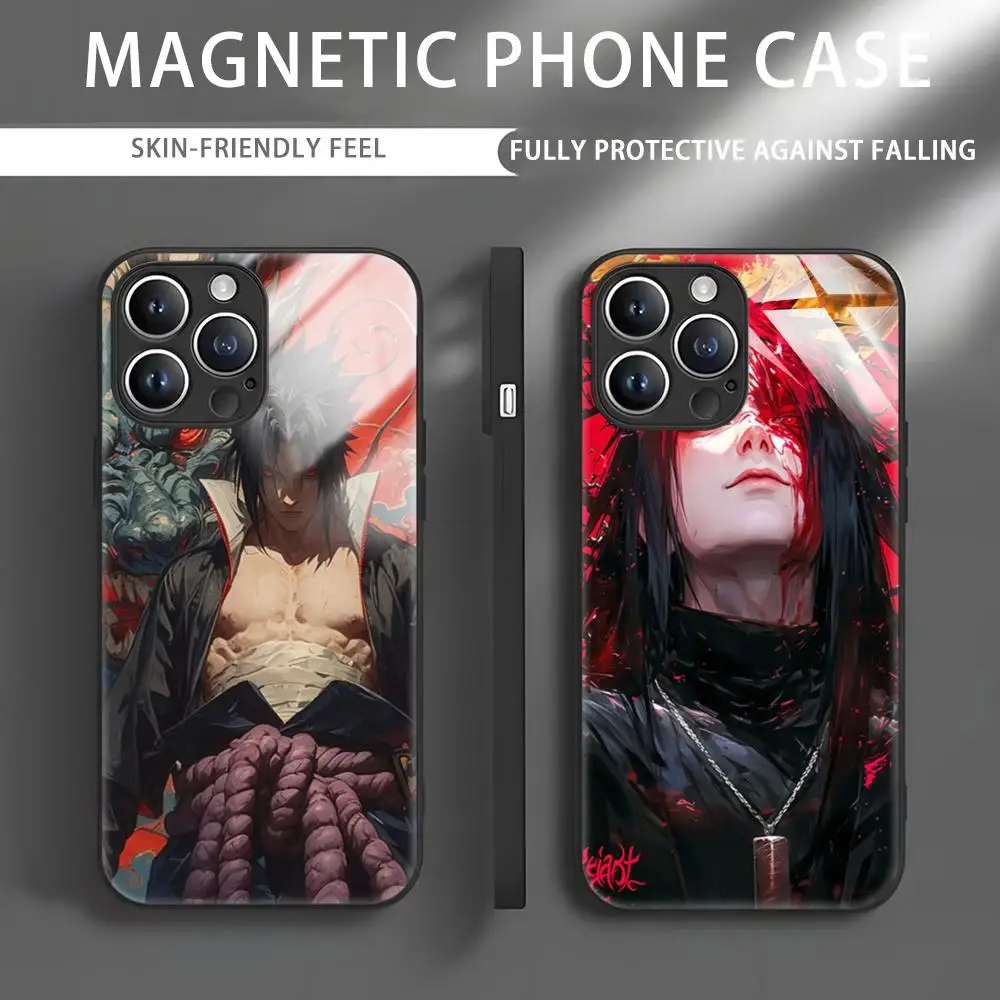 U-Uchiha family blood eye Phone Case For iPhone 15 14 13 12 11 X XR XS XSMAX 8 7 Plus Mini Pro Max Glass Magnetic Phone Case