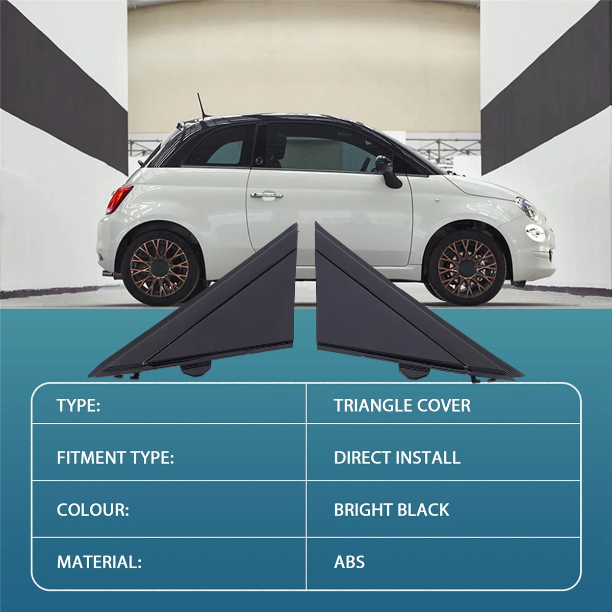 Cubierta triangular de moldura para espejo de puerta izquierda y derecha de coche, para FIAT 500, 2012-2019, 1SH17KX7AA, 1SH16KX7AA