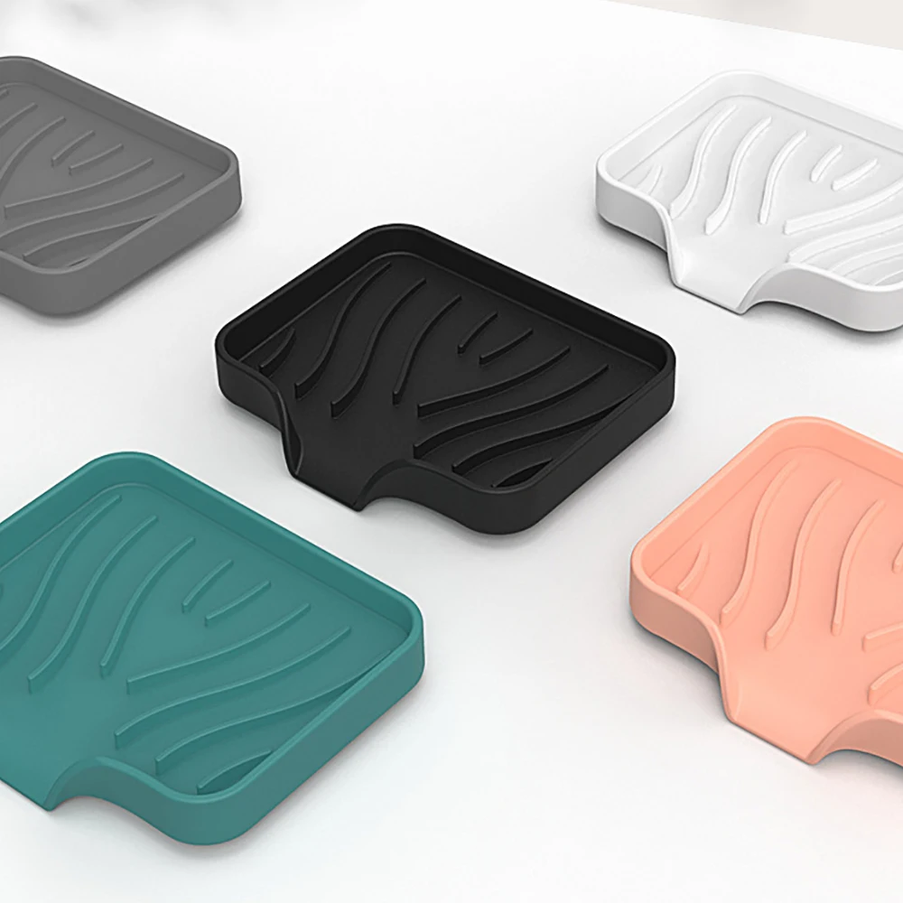 Porte-savon auto-drainant en Silicone, évier de cuisine, porte-savon, plateau éponge, caddie de comptoir, organisateur pour distributeur de savon