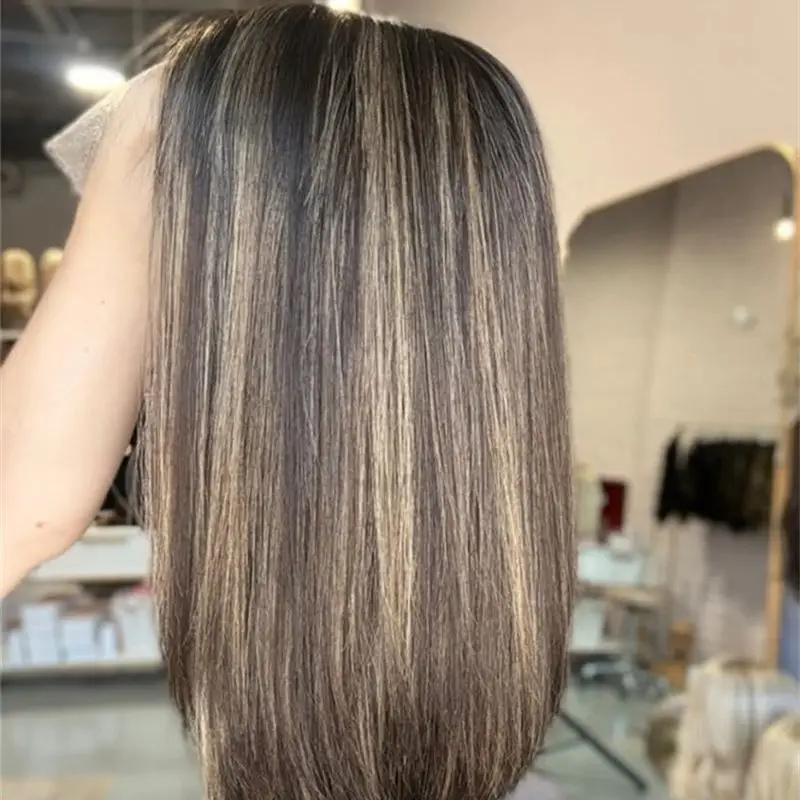 parrucca-anteriore-in-pizzo-sintetico-trasparente-hd-marrone-scuro-con-punte-bionde-linea-sottile-prepizzicata-naturale-da-14-pollici-corta-e-diritta