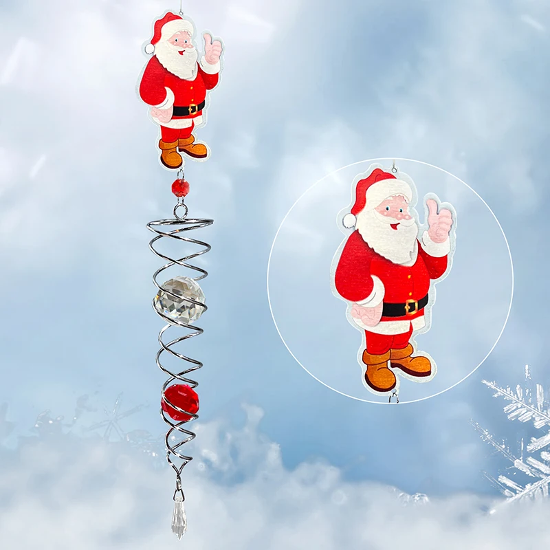 

PSATHENATI Gift Exquisite Christmas Santa Claus Claspiral Memorial Wind Spinner Christmas Gifts Stainless Steel Wind Chime 22in