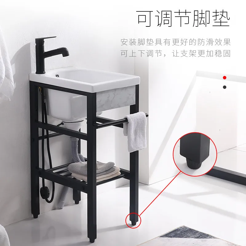Ceramic laundry pool Small apartment Stainless steel bracket Basin Balcony Mini wash basin Small sink with rubbing board