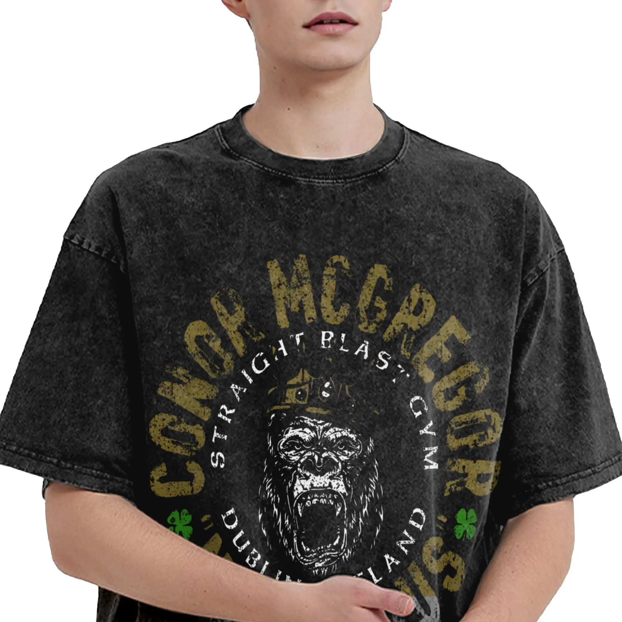 Connors Mcgregors Roaring Fighter Accessories Washed T Shirt Men Women Streetwear Hip Hop T-Shirts Summer  Tees Tops