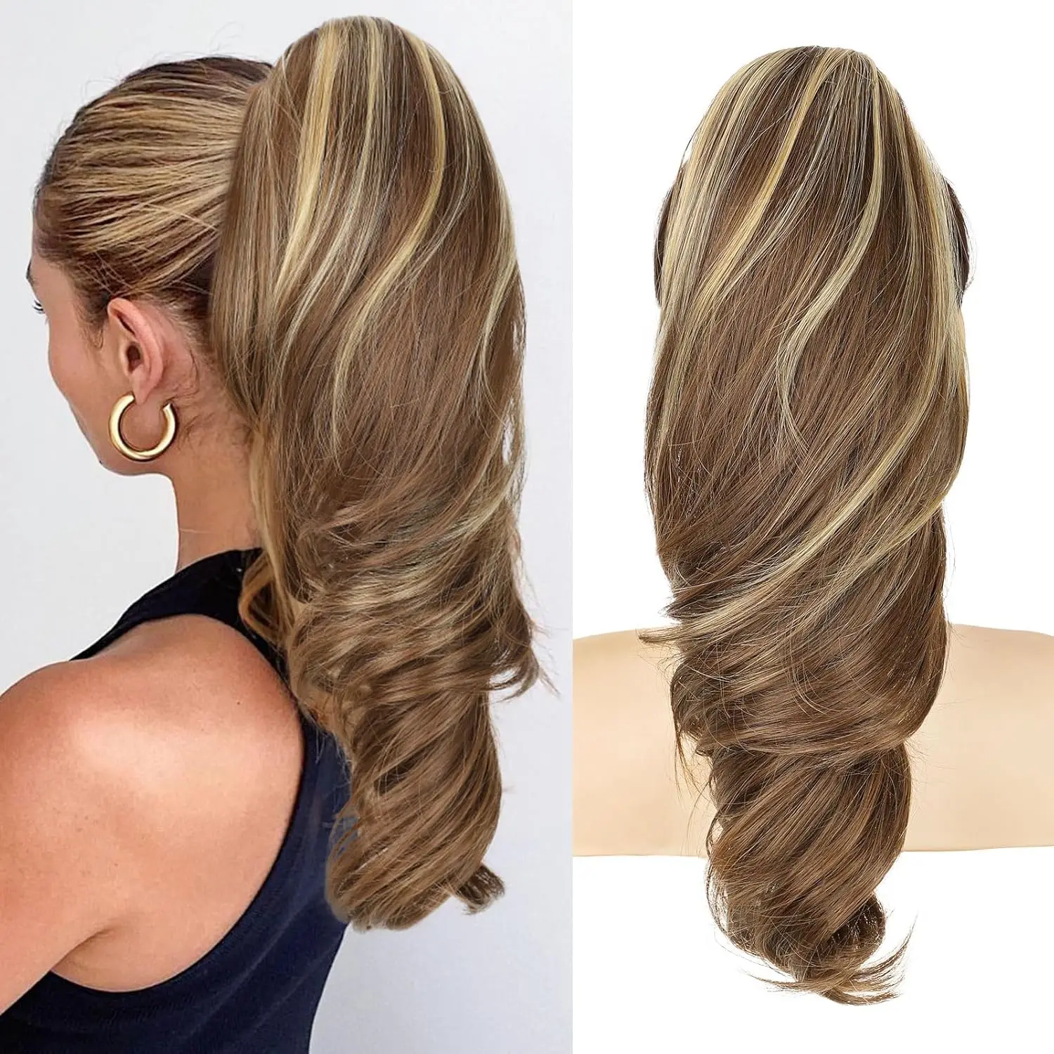 

Premium Synthetic Claw Ponytail Extensions 18inch Natural Curly Wavy Pony Tail Hairpieces for Women Girls Dairy Party Holiday