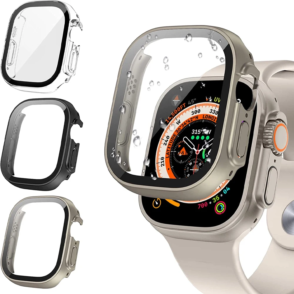 Abdeckung für Apple Watch Ultra 2 3 Gehäuse 49 mm Zubehör PC stoßfeste Stoßstange + gehärtetes Glas Displayschutzfolie iwatch Serie Ultra3 – Detail 1