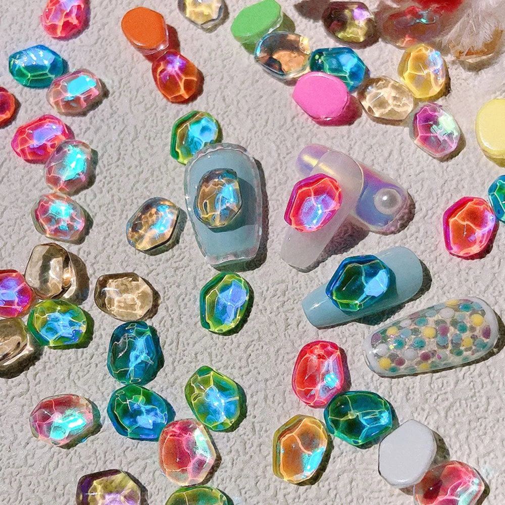 20 pezzi Aurora acqua ondulazione pietra nail art fascino 3D ghiaccio estivo cristallo trasparente strass per unghie accessori per unghie di lusso fai da te
