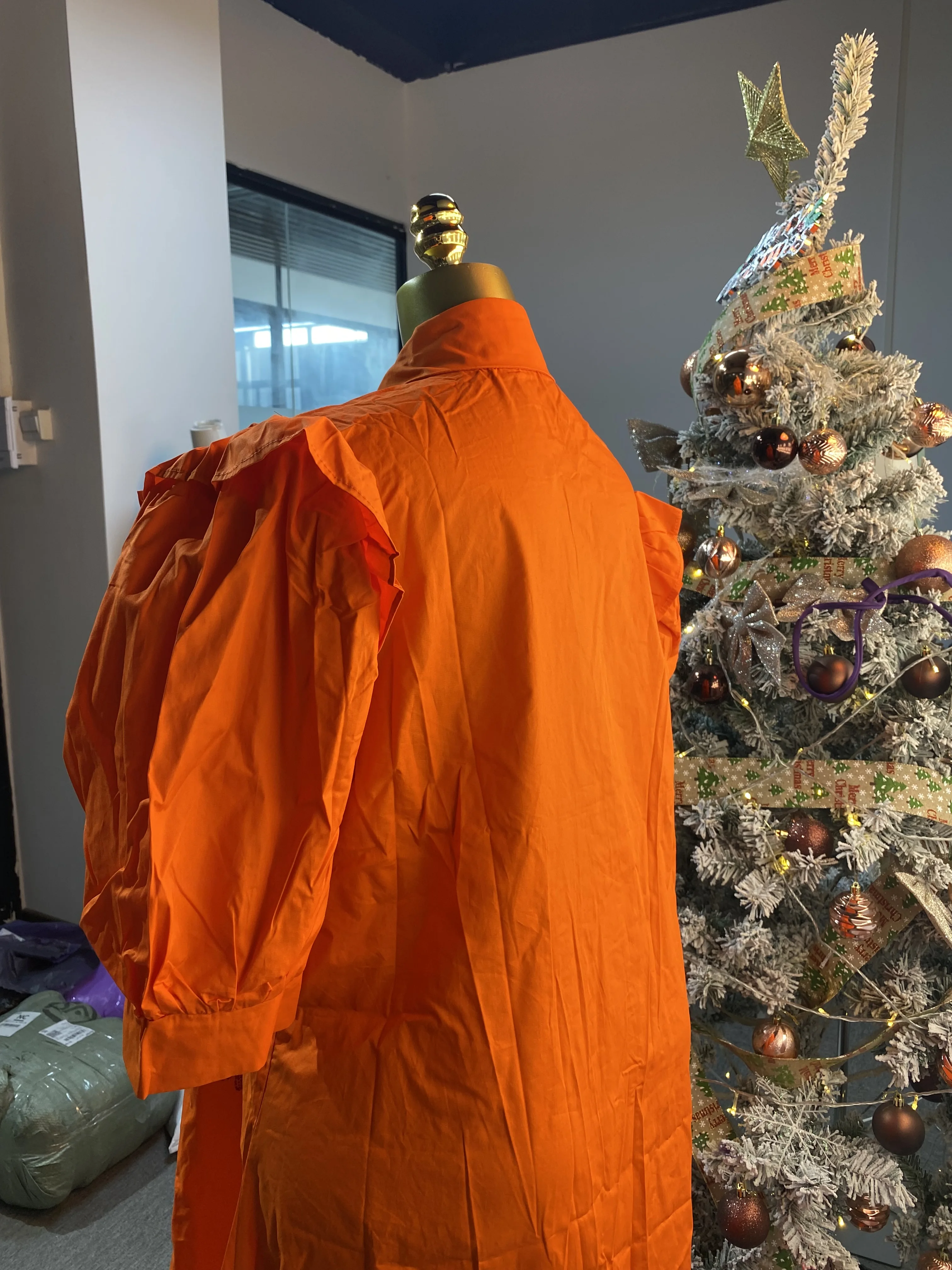 Novo ultra confortável manga esvoaçante feminino de alta qualidade camisa de algodão estilo em camadas Dress-GZMM053