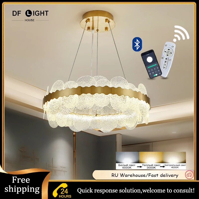 

Modern crystal chandelier living room LED ceiling chandelier RC+APP bedroom light kitchen pendant lamps dining room crystal lamp