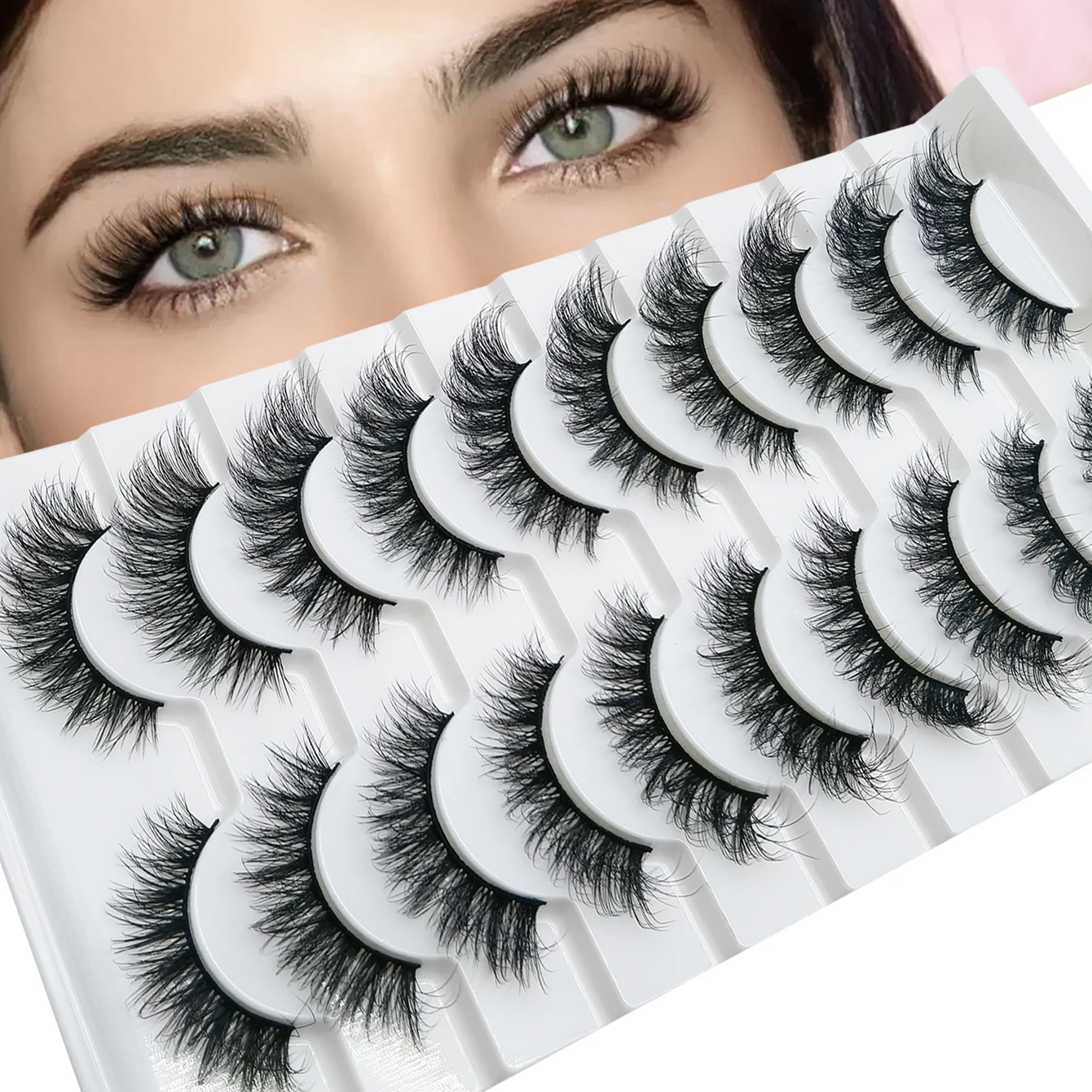 رموش صناعية رقيقة وسميكة -10 أزواج، رموش ناعمة ونحيلة بشكل طبيعي، مكياج عيون ممتد #1