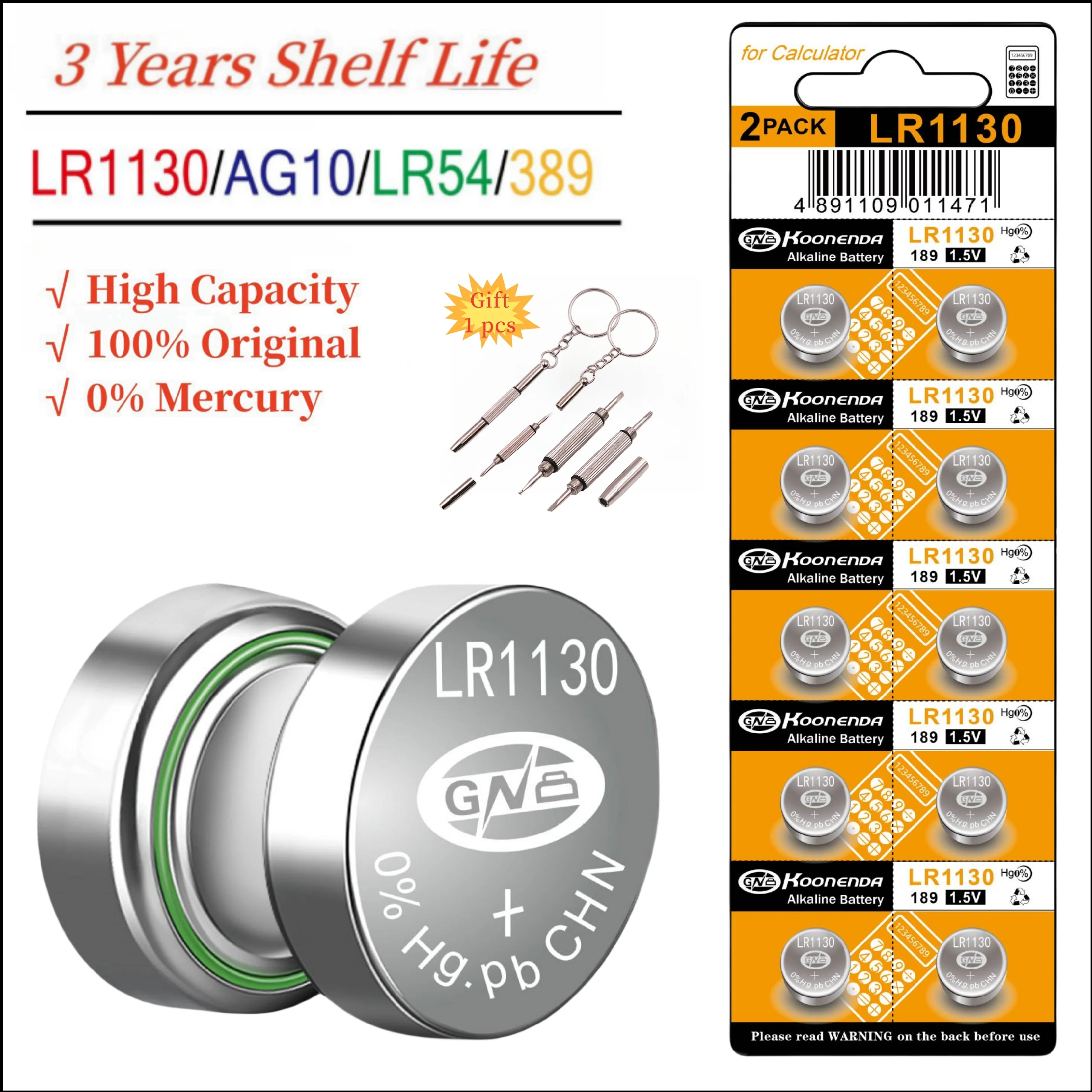 

High Capacity 10-50pcs AG10 LR1130 Batteries KND 1.55V Alkaline Button Cell Battery for Calculators Watches Toys