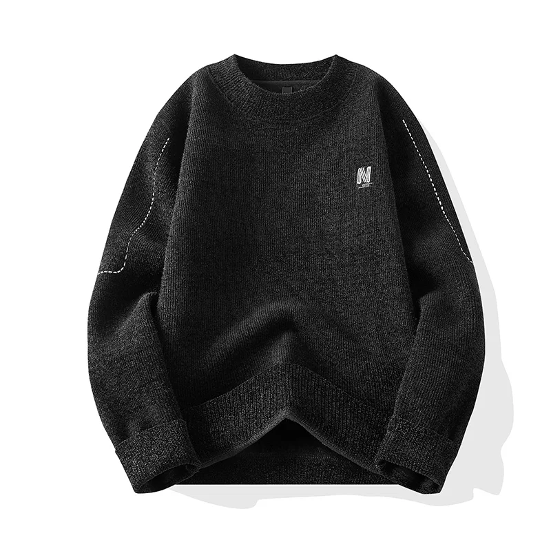 New Warm Autumn Winter Knitwear Round Neck Thicken Bottoming Shirt Knit Sweater Double-sided Pullover Jacket Solid Fashion Tops