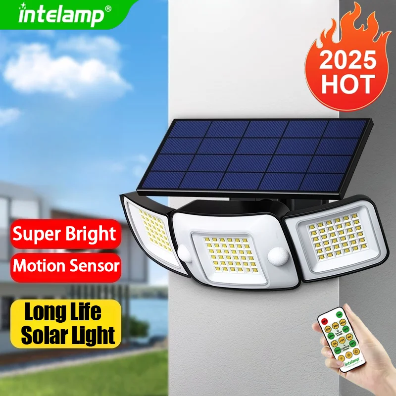 High Bright Solar Lights Outdoor Modes Motion Sensor Super Bright Wall Lamp Waterproof Street Light for Garden Yard Path Garage