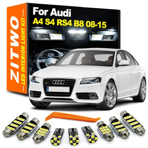 ZITWO 전체 LED 인테리어 돔 도어 라이트 플레이트 전구 키트 Audi A4 S4 RS4 B8 세단 Avant 2008 2009 2010 2011 2012 2013 2014 2015