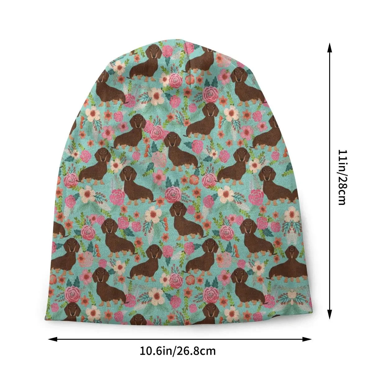 Doxie Florals Dachshund Bonnet Femme Fashion Knit Hat For Women Men Winter Warm Badger Sausage Dog Beanies Caps