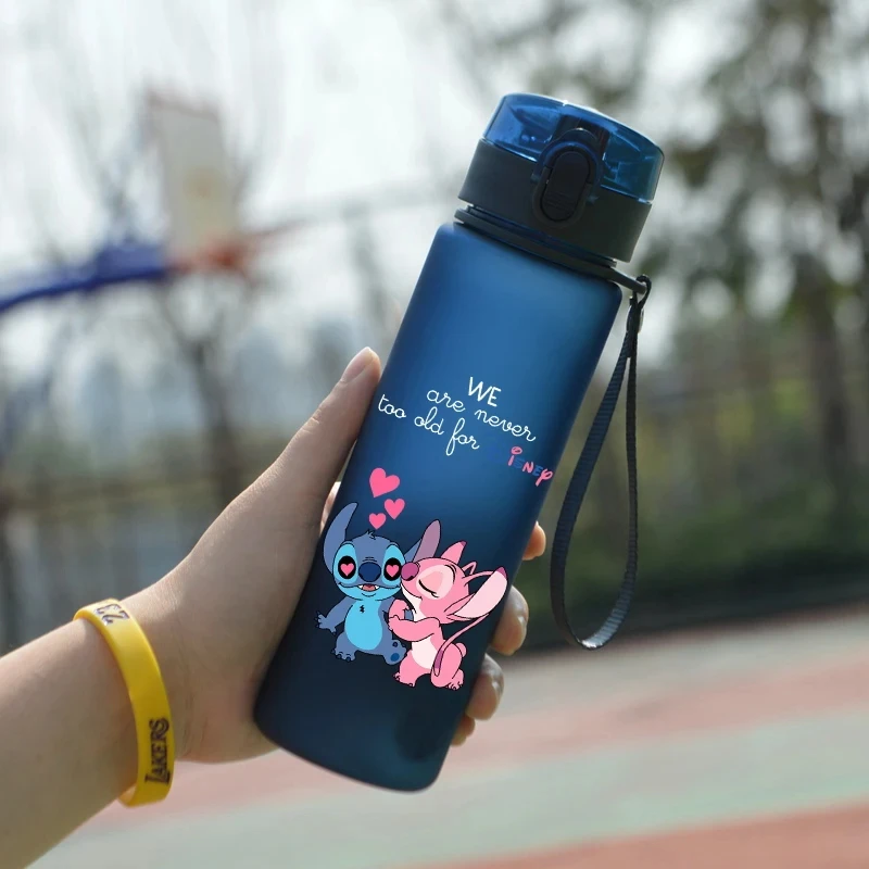 Disney Stitch 560ML Water Cup Portable Large Capacity Student Plastic Drink Bottles Outdoor Cycling Fitness Sport Water Cup Gift