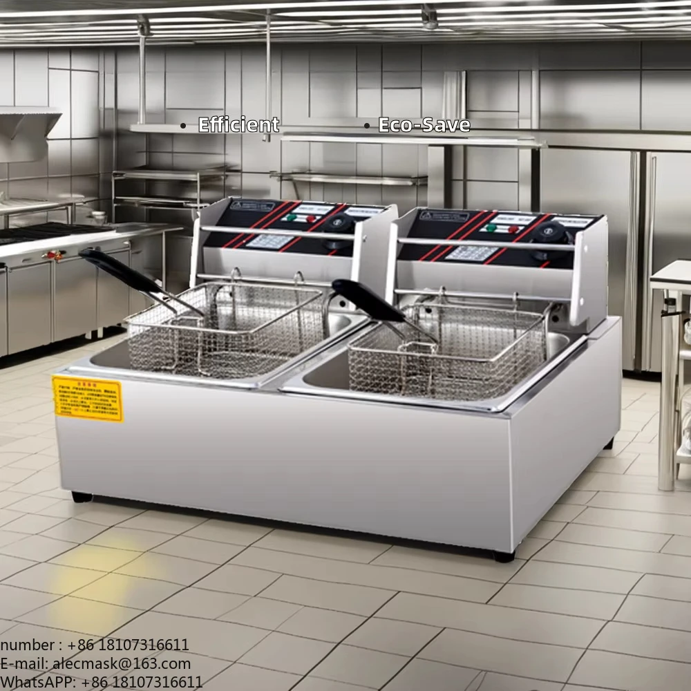 Commercial large capacity electric frying two cans deep frying kitchen stainless steel cooking equipment